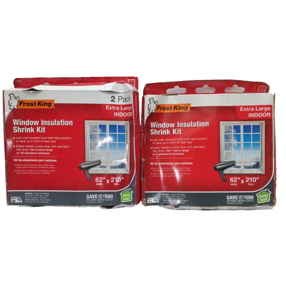 (3) Frost King Window Insulation Shrink Kit  Indoor Plastic Sheet 62" x 210" NEW